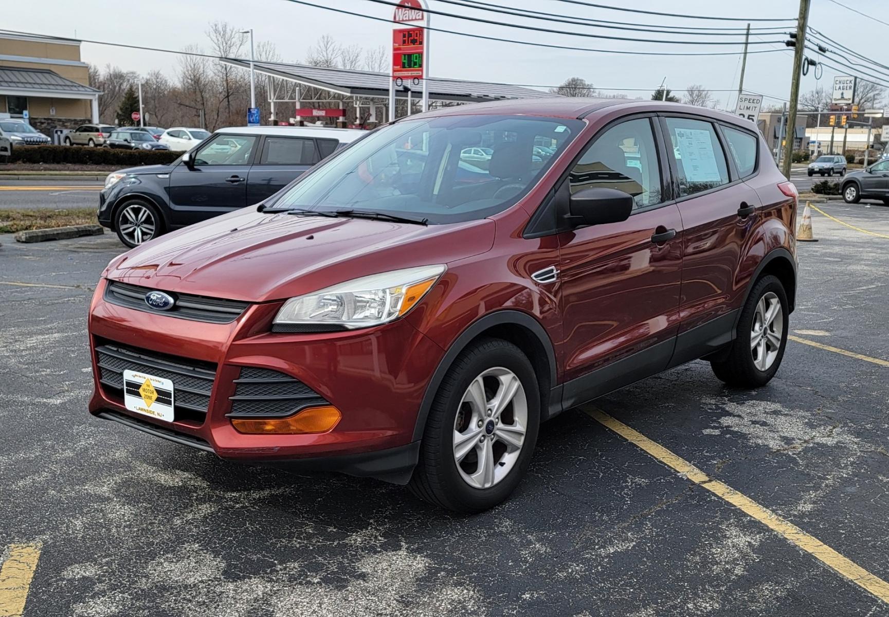 2014 Ruby Red /Black Ford Escape S (1FMCU0F72EU) with an 4-Cyl, 2.5 Liter engine, Automatic transmission, located at 341 N White Horse Pike, Lawnside, NJ, 08045, (856) 262-9500, 39.855621, -75.027451 - INTERIOR Front head room	40 " Rear head room	39 " Front shoulder room	56 " Rear shoulder room	55 " Front hip room	55 " Rear hip room	52 " Front leg room	43.1 " Rear leg room	36.8 " Luggage capacity	34.3 Cu.Ft. Maximum cargo capacity	67.8 Cu.Ft. Standard seating	5 EXTERIOR Length	178.1 " - Photo #1